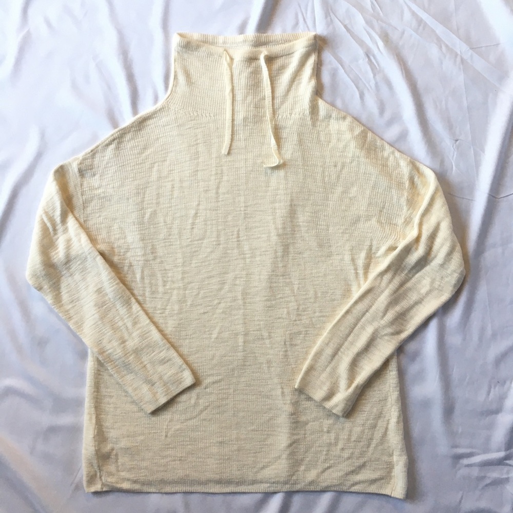 Lou & Grey Ivory Boxy Knit Mock Neck Sweater